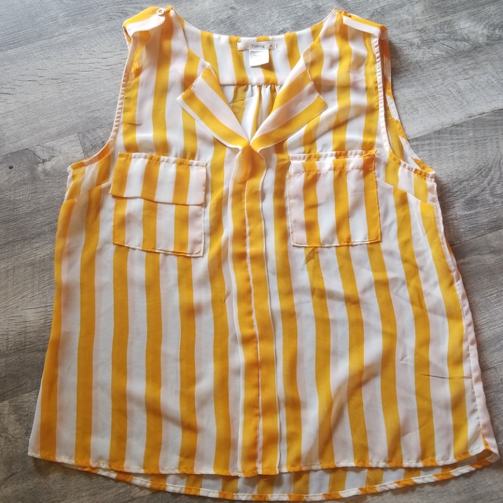 Sheer striped sleeveless top